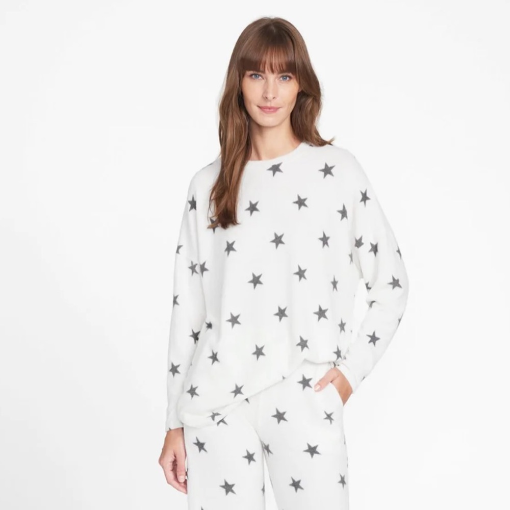 TALL - Comfy Soft Long Sleeve Pullover Sweater Star Patterned Top - Picture 4 of 6